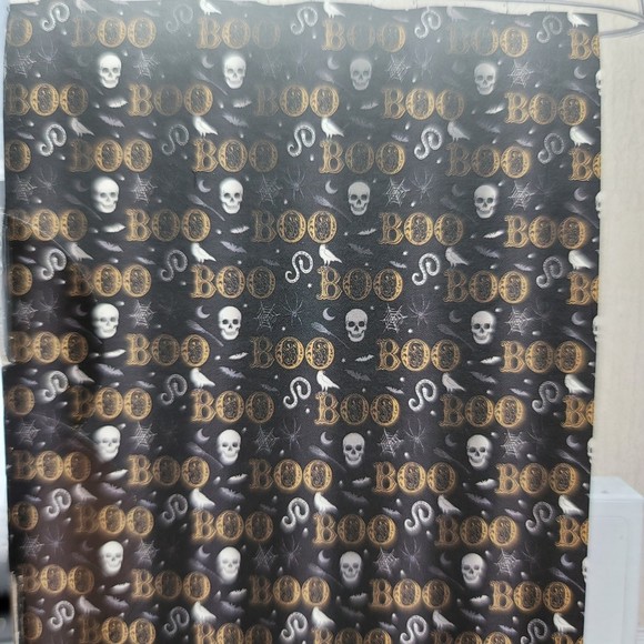 Halloween Shower Curtain Boo Metallic Foil Bat Skull Raven Web Snake Gothic Bath - Picture 4 of 5